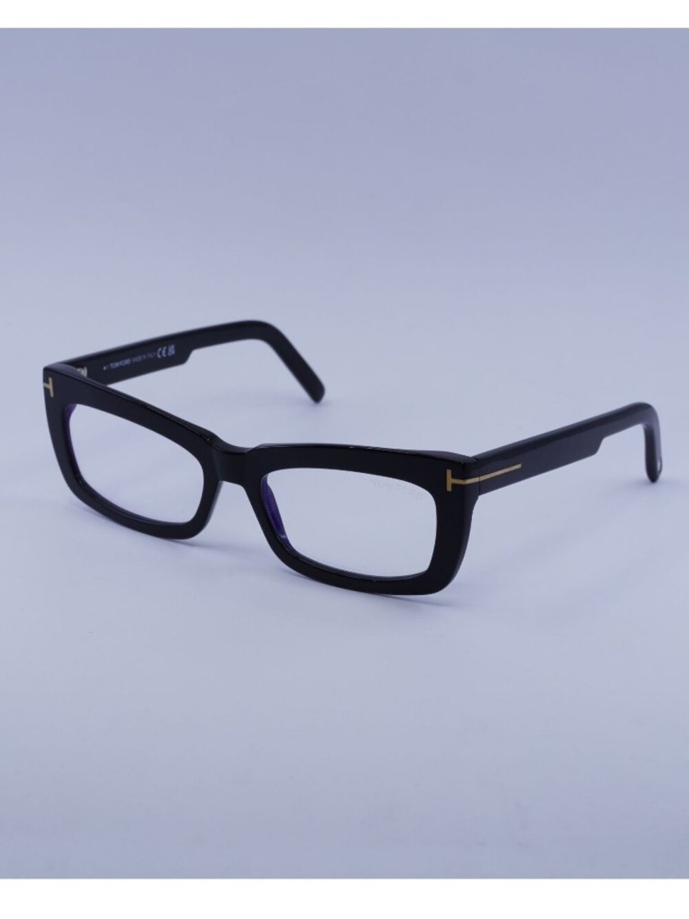 Tom Ford FT5966-B 001 Eyeglasses Black 55mm Rectangle Frame, Blue Light Block